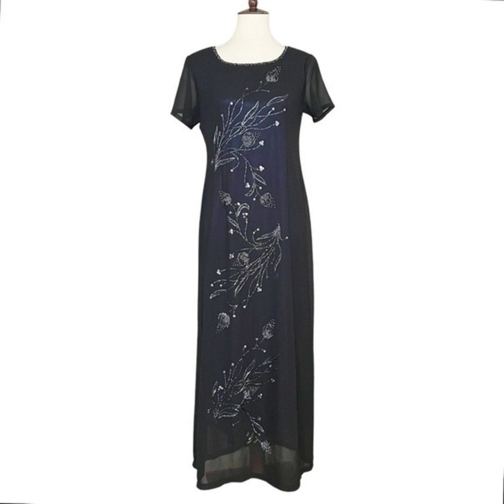 Vintage‎ Womens Shirt Dress Maxi Embellished Size XL Whimsigoth 90s